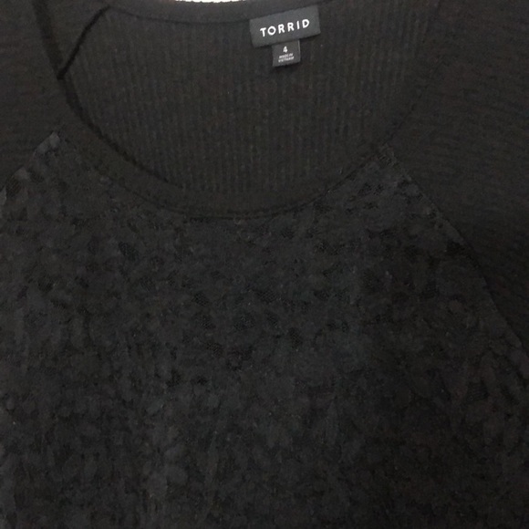 Torrid black ribbed sweater with lace size 4 - Picture 3 of 8